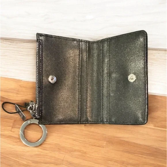 Victoria’s Secret Black Sparkle Rhinestone Bow Keychain Wallet/Card Case - Picture 2 of 3